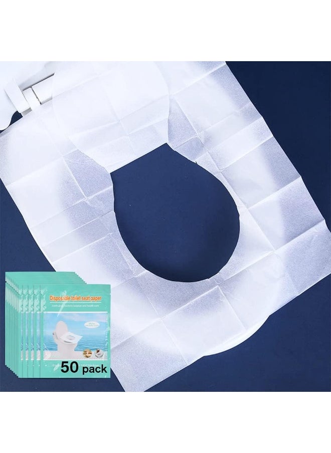 KLOLKUTTA Toilet Seat Covers Disposable, 50-Count Flushable Paper Travel Toilet Seat Covers for Adults and Kids Potty Training, Great Biodegradable Accessories for Public Restrooms, Airplane, Camping