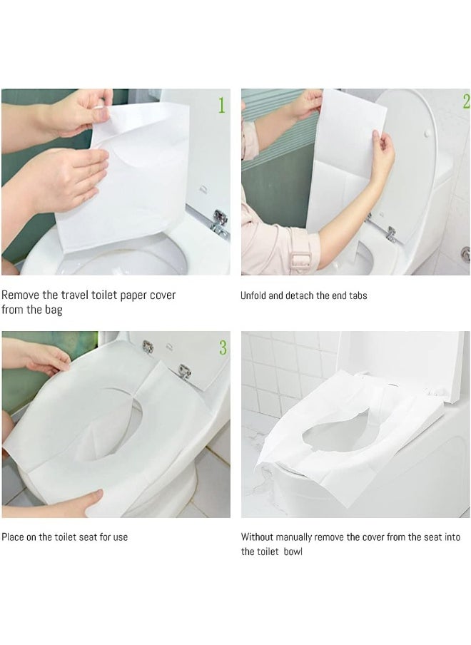 KLOLKUTTA Toilet Seat Covers Disposable, 50-Count Flushable Paper Travel Toilet Seat Covers for Adults and Kids Potty Training, Great Biodegradable Accessories for Public Restrooms, Airplane, Camping