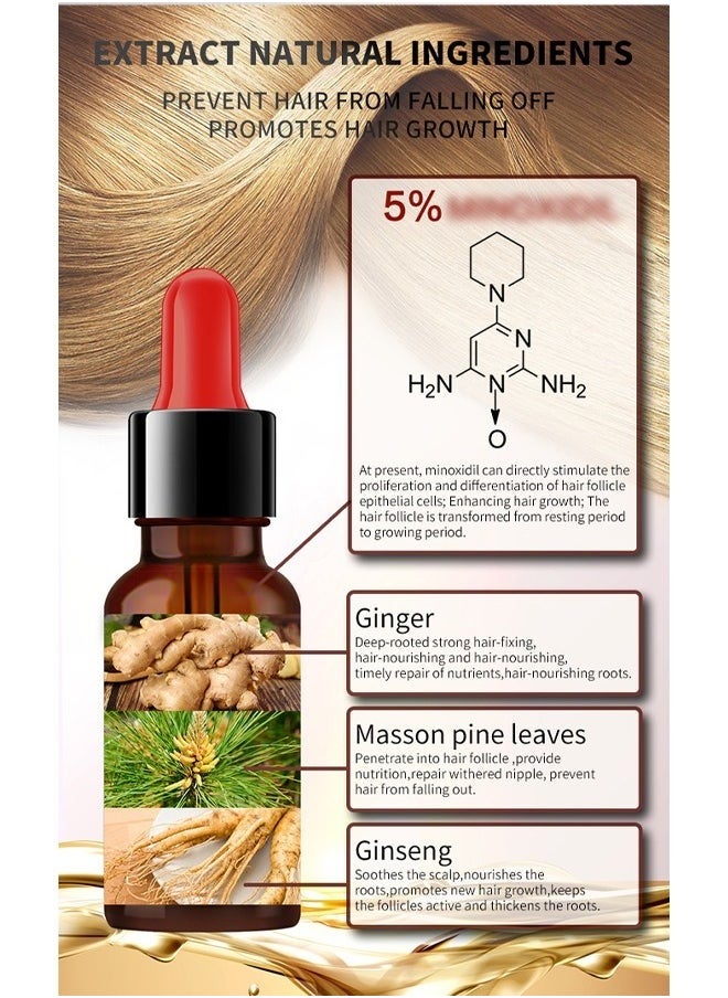 Hair Growth Essential Oil ，5% Minoxidil and Biotin with Natural Herbal Extract for Women Men Hair Regrowth Hair Loss Hair Thinning Treatment 20ml