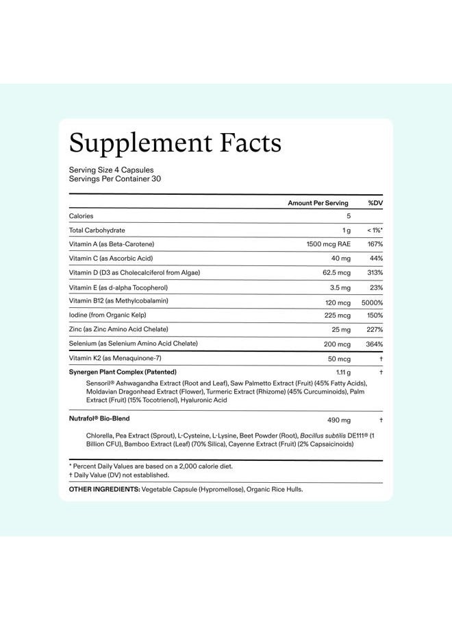 Women's Hair Growth Supplements, For Women 18-44 Years Old, Clinically Tested for Visibly Thicker, Stronger Hair, 100% Vegan Ingredients, Dermatologist Recommended - 1 Month Supply