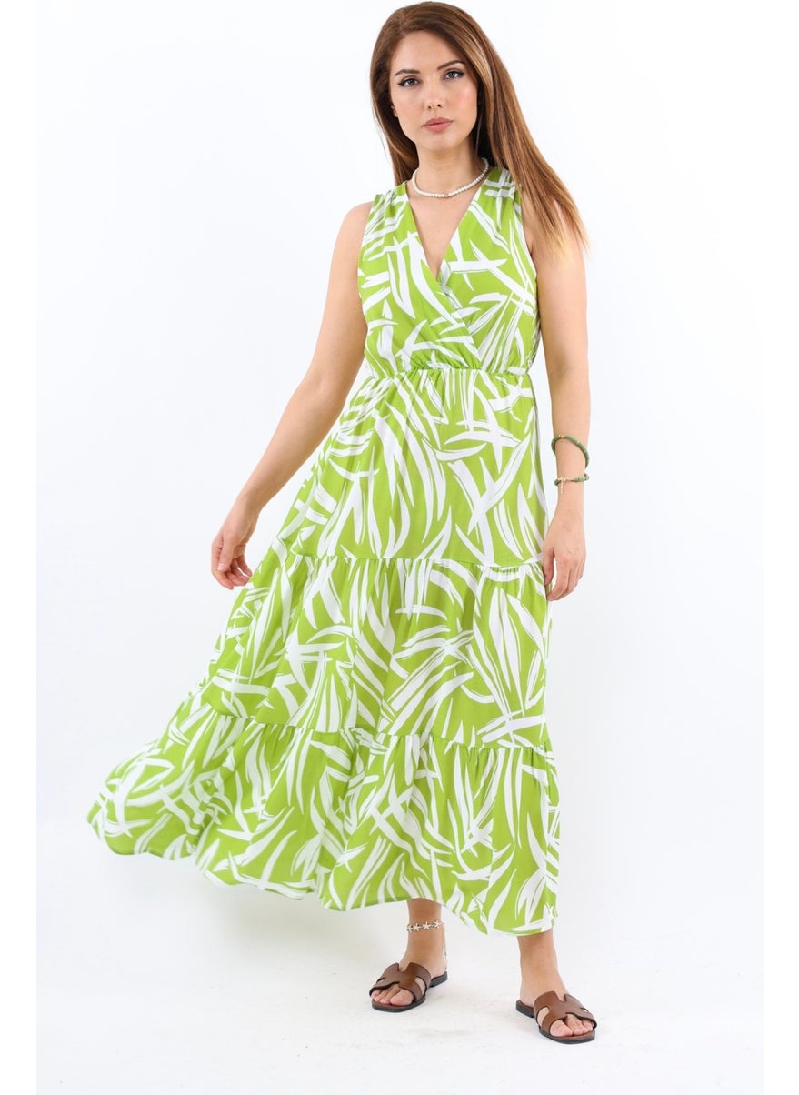 Women Santorini Elastic Waist Green Viscose Dress