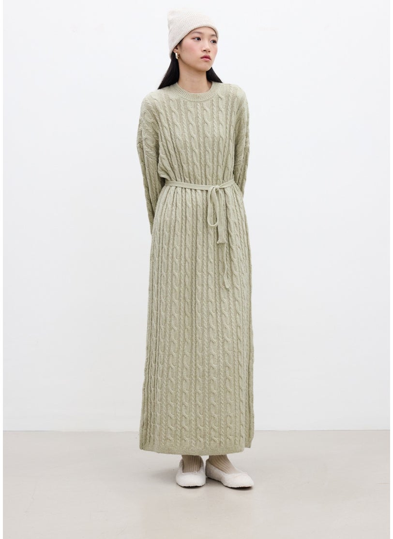 Hair Knitted Sweater Dress Soft Green