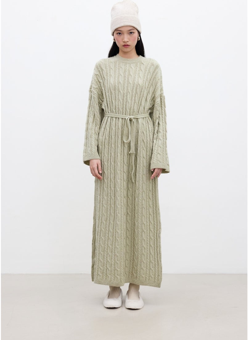 Hair Knitted Sweater Dress Soft Green