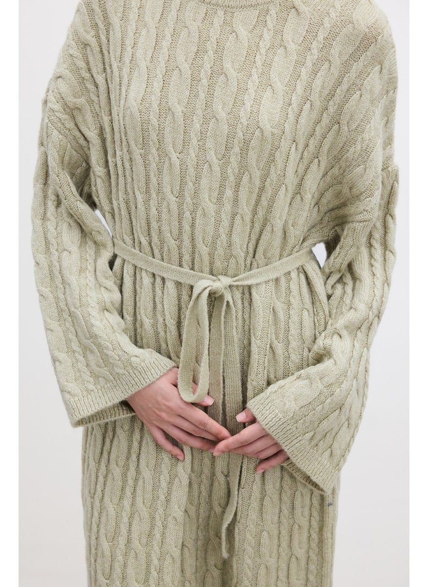 Hair Knitted Sweater Dress Soft Green