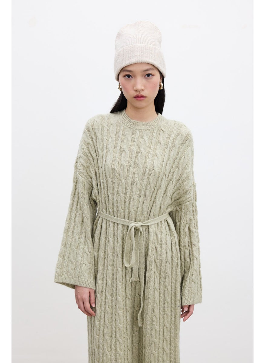 Hair Knitted Sweater Dress Soft Green