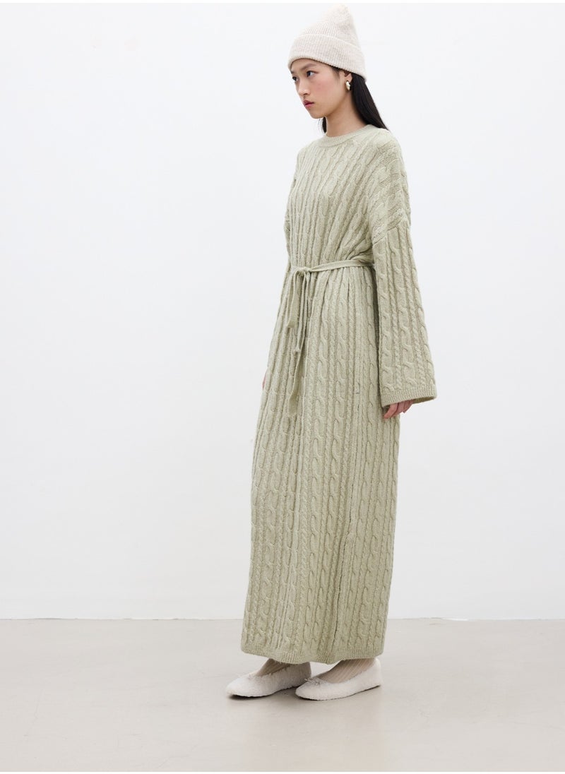 Hair Knitted Sweater Dress Soft Green