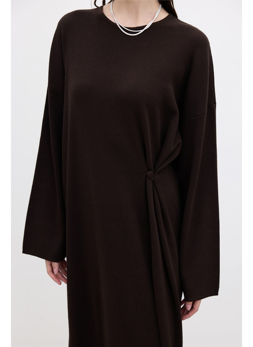 Knit Tie Dress Brown