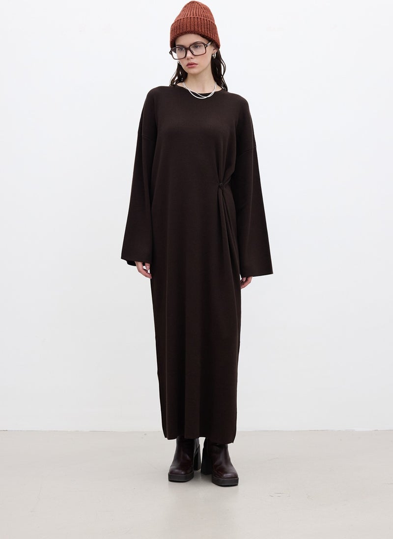 Knit Tie Dress Brown