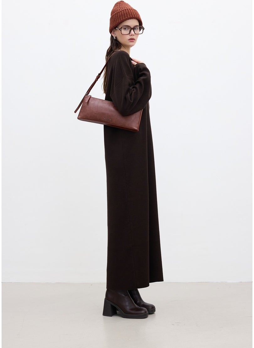 Knit Tie Dress Brown