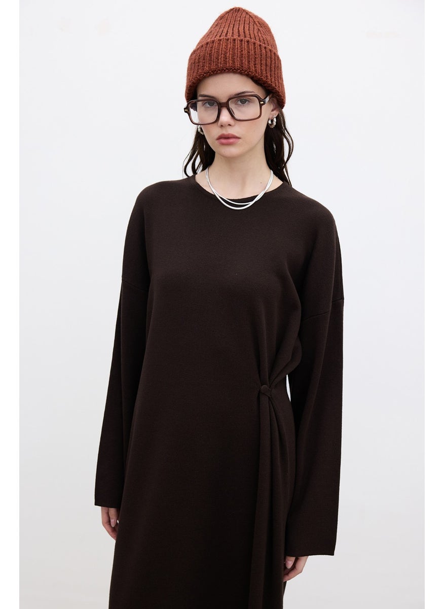 Knit Tie Dress Brown