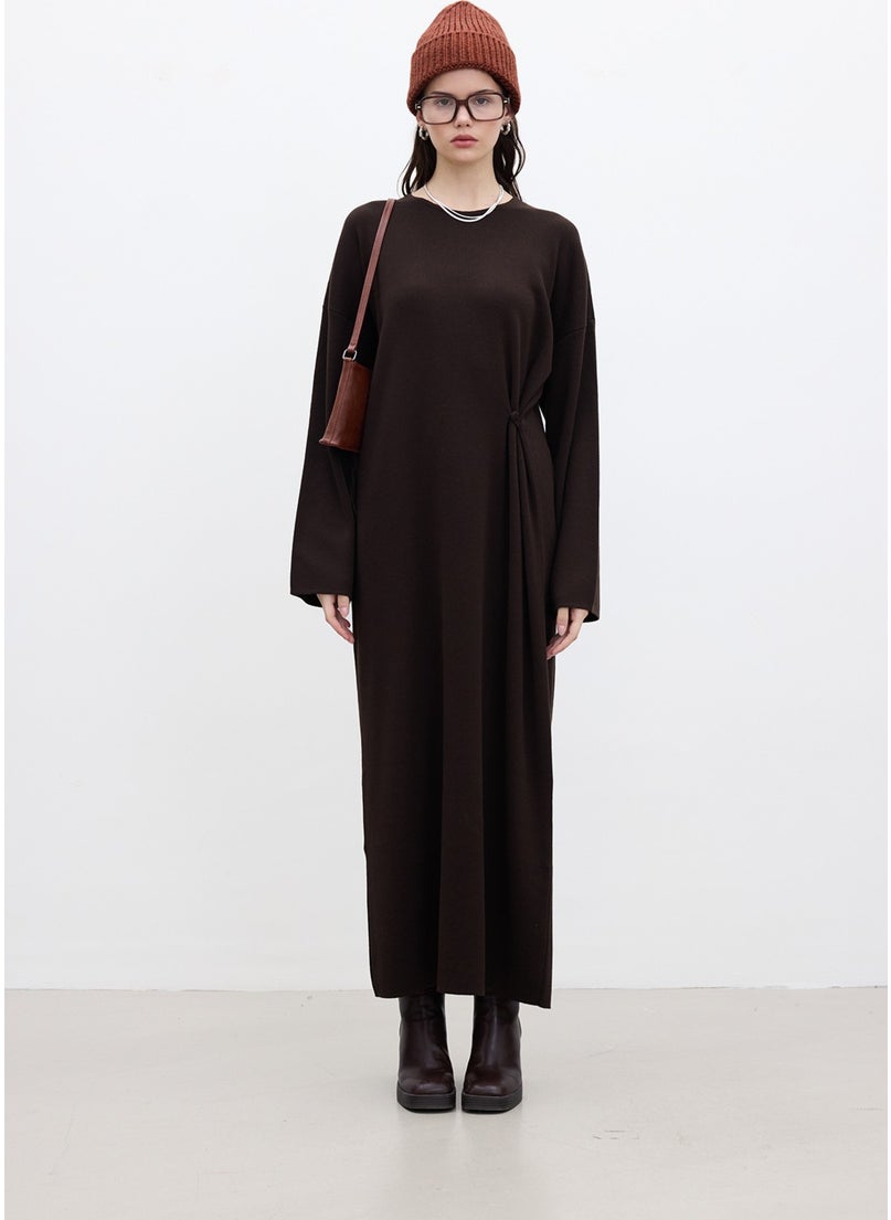 Knit Tie Dress Brown