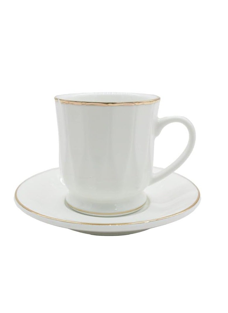 AKDC 12Pcs Cup And Saucer Set White&Gold