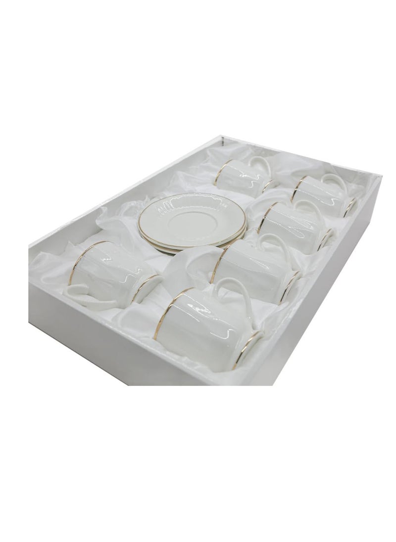 AKDC 12Pcs Cup And Saucer Set White&Gold