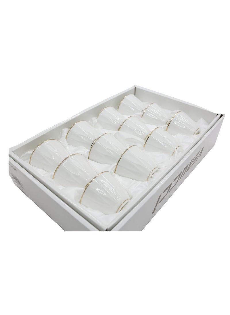 AKDC 12Pcs Cawa Cup White&Gold