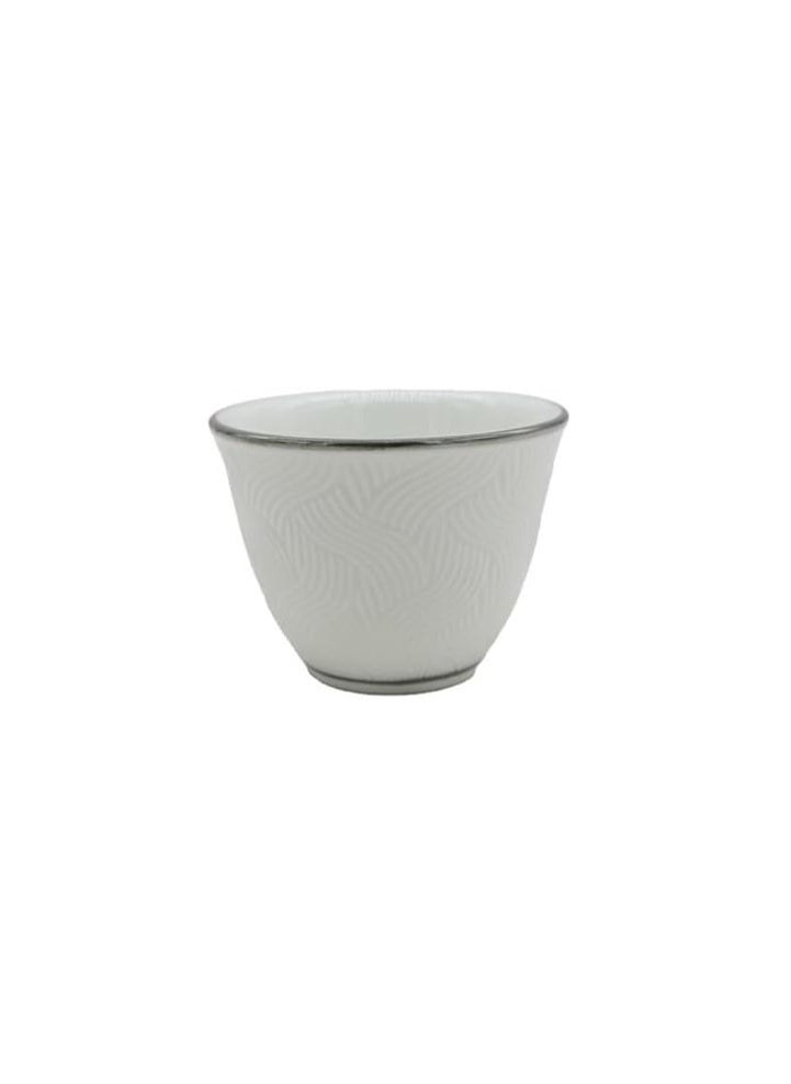 AKDC Ceramic 12Pcs Cawa Cup Set White&Silver