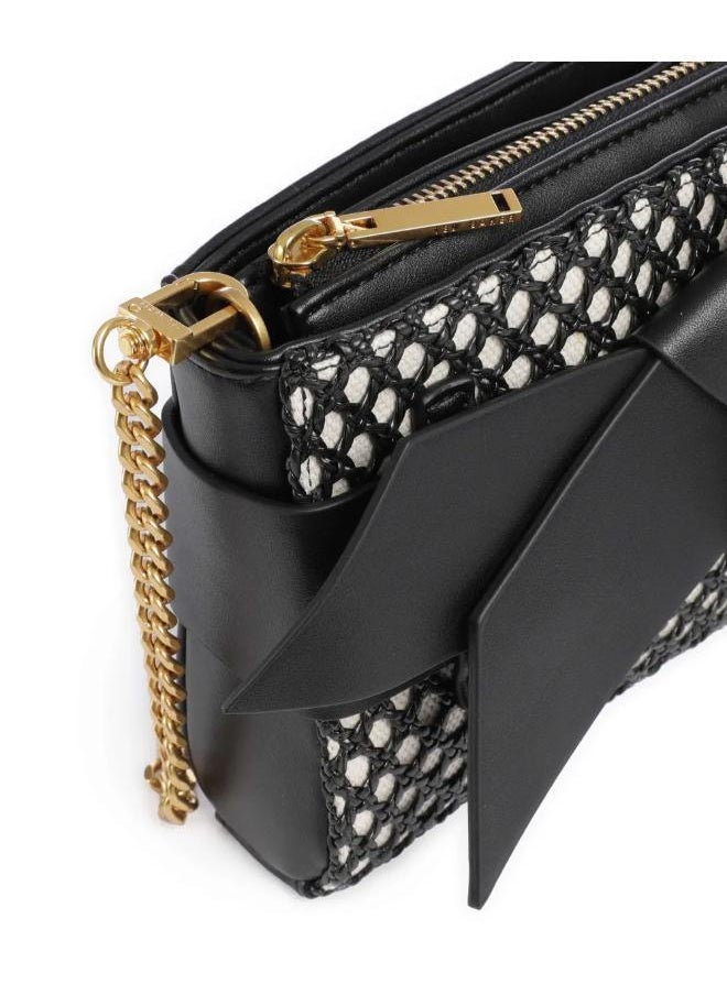 JEESIE Soft PU Bow Canvas Clutch Bag