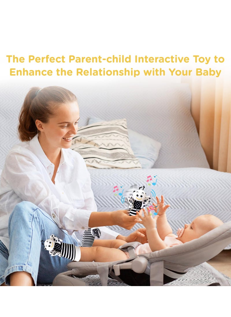 Infant Toys 0-6 Months, Newborn Baby Toys Rattle Socks | 4PCS Wrist Rattles Foot Finders Sock Set - Newborn/Babies Essentials Must Haves for 0-6-12 Months Gifts