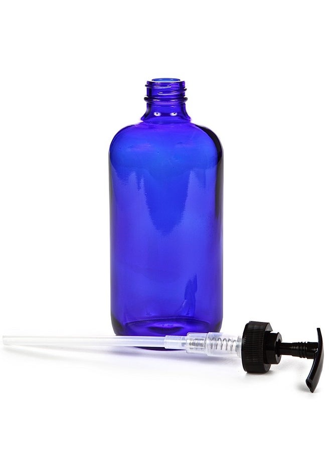 Vivaplex, 2, Large, 16 oz, Empty, Cobalt Blue Glass Bottles with Black Lotion Pumps