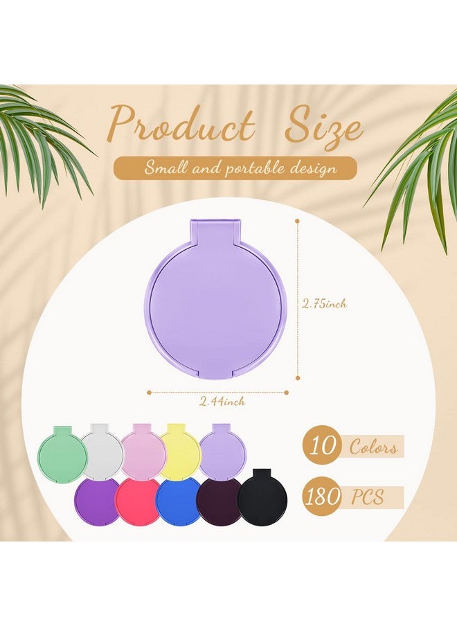 Juexica 180 Pcs Compact Mirror Bulk Round Mini Folding Mirror Portable Pocket Mirror Makeup Small Mirror Vintage Travel for Cosmetic Purse Bag Women Daily Use (10 Colors)