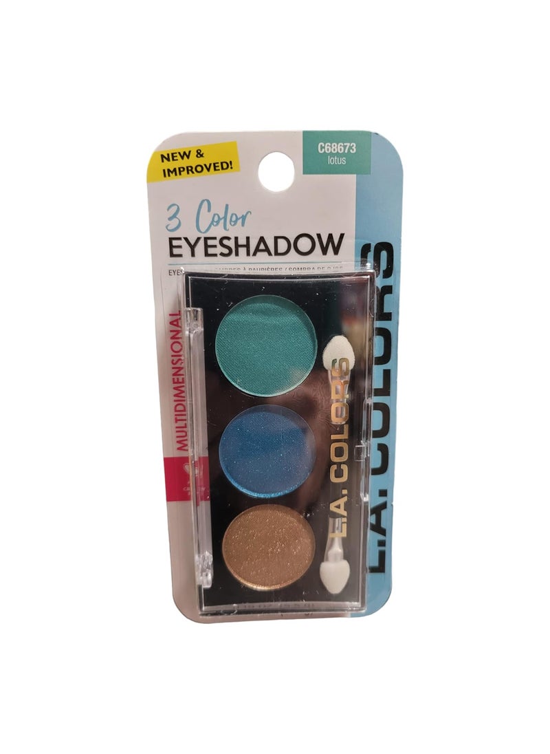 L.A. COLORS 3 Color Eyeshadow Palette, Lotus, 0.19 Ounce Gold Blue Green Cruelty Free