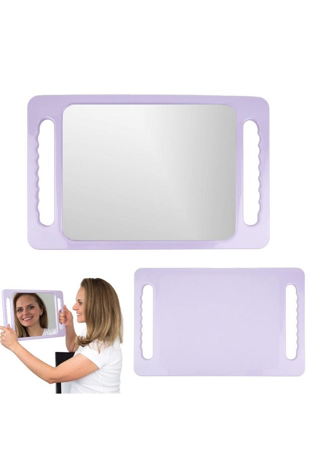 Large Hand Mirror with Double Handle - Rectangular Hand Held Mirror with Handle - Hair Salon Equipment Hairstylist and Barber Accessories (Lavender Purple)