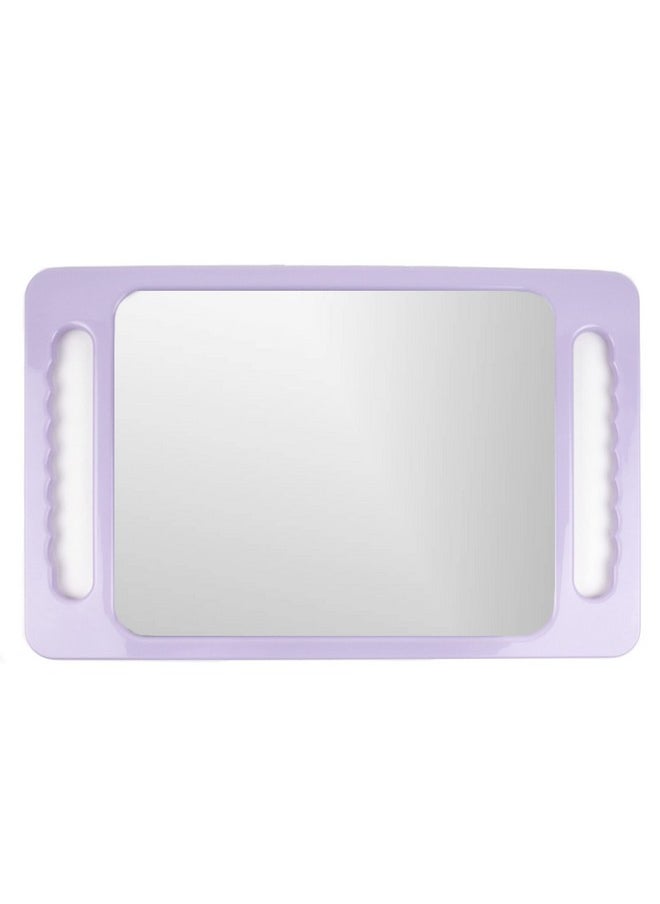 Large Hand Mirror with Double Handle - Rectangular Hand Held Mirror with Handle - Hair Salon Equipment Hairstylist and Barber Accessories (Lavender Purple)