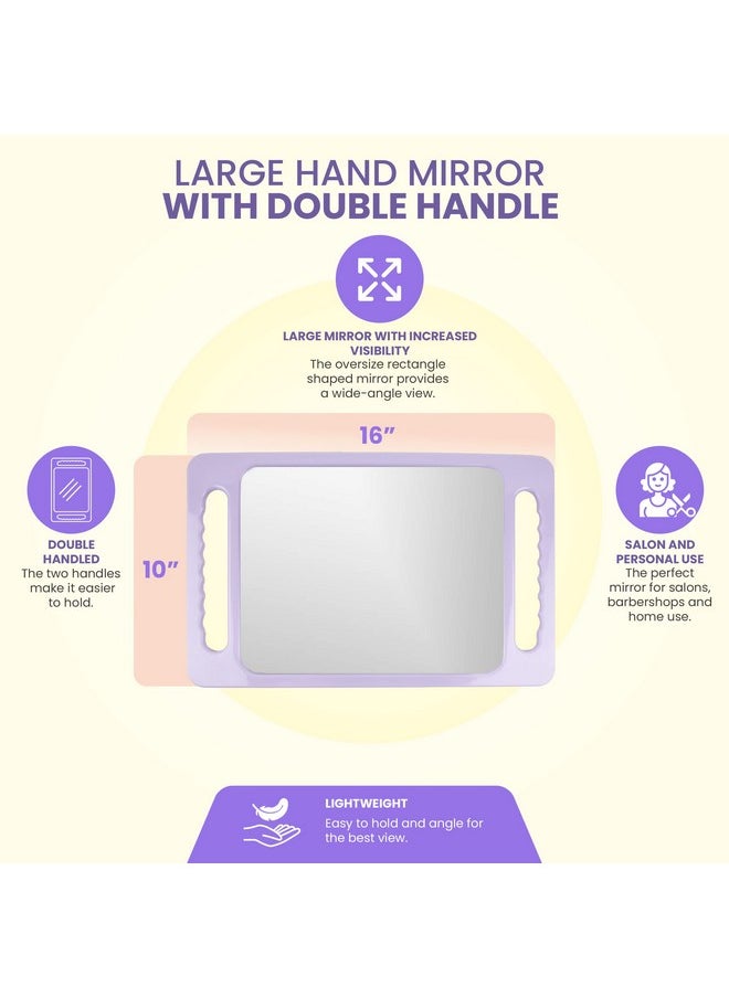 Large Hand Mirror with Double Handle - Rectangular Hand Held Mirror with Handle - Hair Salon Equipment Hairstylist and Barber Accessories (Lavender Purple)