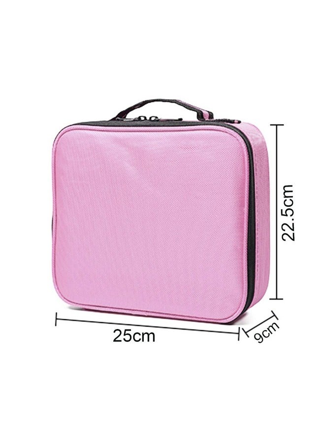 House of Quirk Makeup Cosmetic Storage Case with Adjustable Compartment - Light Pink