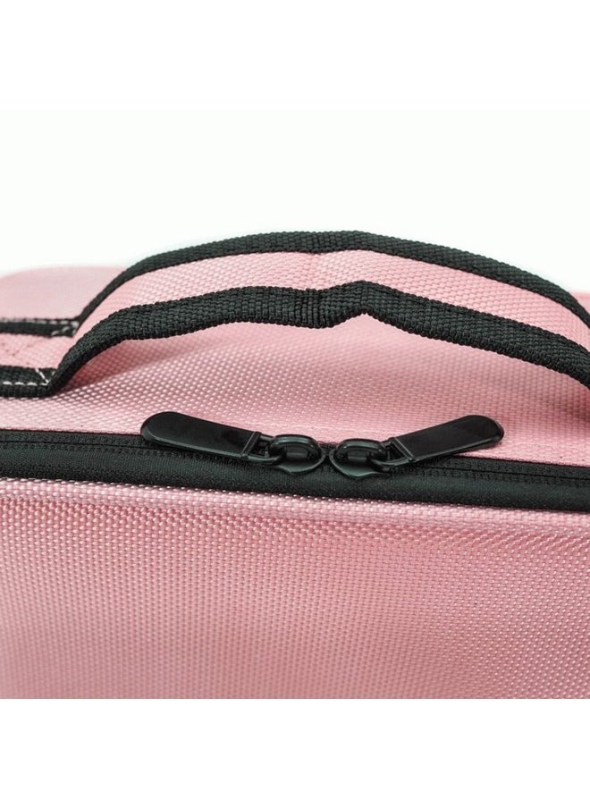 House of Quirk Makeup Cosmetic Storage Case with Adjustable Compartment - Light Pink