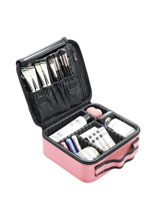 House of Quirk Makeup Cosmetic Storage Case with Adjustable Compartment - Light Pink