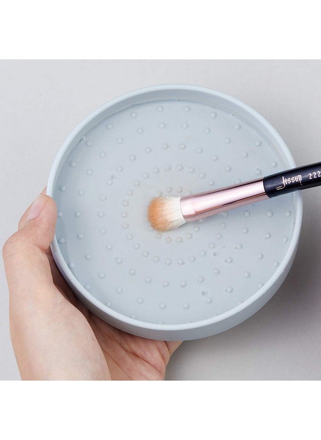 Jessup Makeup Brush Cleaning Mat with Color Removal Sponge, 2 in 1 Silicone Makeup Brush Cleaner (Sachet Pink)
