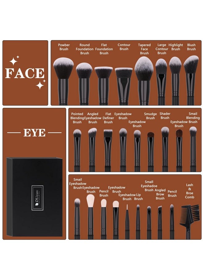 DUcare Professional Makeup Brushes Set 27Pcs Makeup Brush Set Premium Synthetic Kabuki Foundation Blending Face Powder Blush Concealers Eye Shadows Brushes