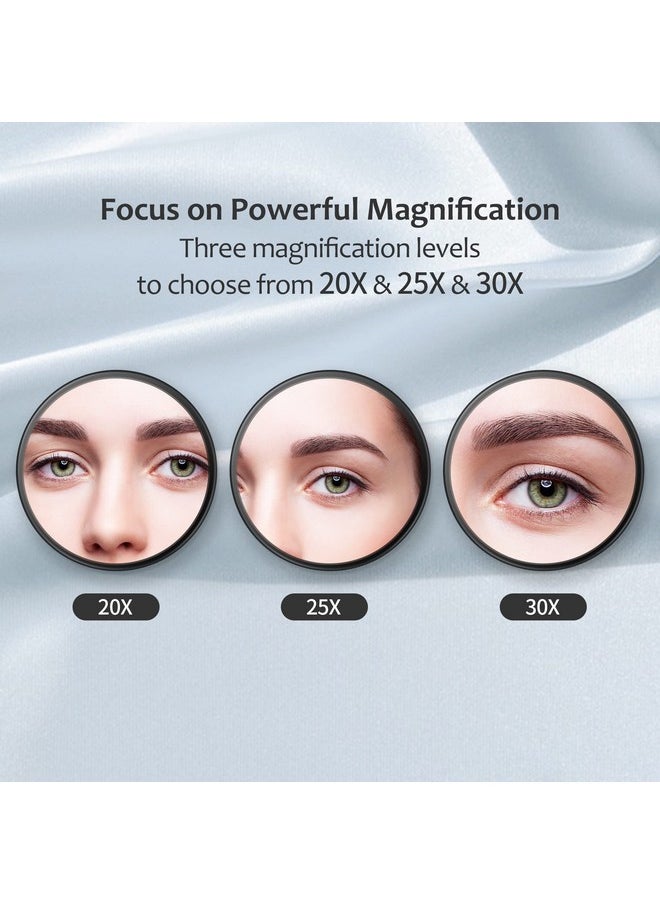 MIYADIVA 30X Magnifying Mirror, Small Magnifying Mirror with Suction Cup and Tweezers, As a Travel Magnifying Mirror, Compact Mirror Set for Plucking Eyebrows 3.5 Inches