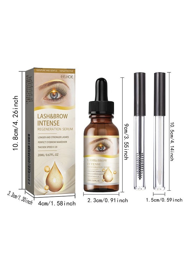 Lash & Brow Intense Regeneration Serum，Eyelashes Enhancer Liquid, Organic Castor Oil with Brush, Advanced Formula for Longer Fuller Thicker Eyelashes and Eyebrows, Perfect for Natural Growth Boost, 20ML