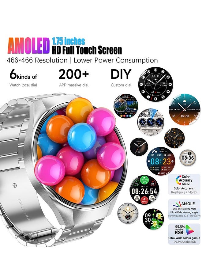 Men's Bluetooth Smartwatch, 1.75-Inch Full-Screen Touch, Bluetooth To Answer/Make Calls, Exercise And Sleep Monitoring, Message Notification Display, Universal Smart Bracelet For Android And IOS Systems, G5 Plus