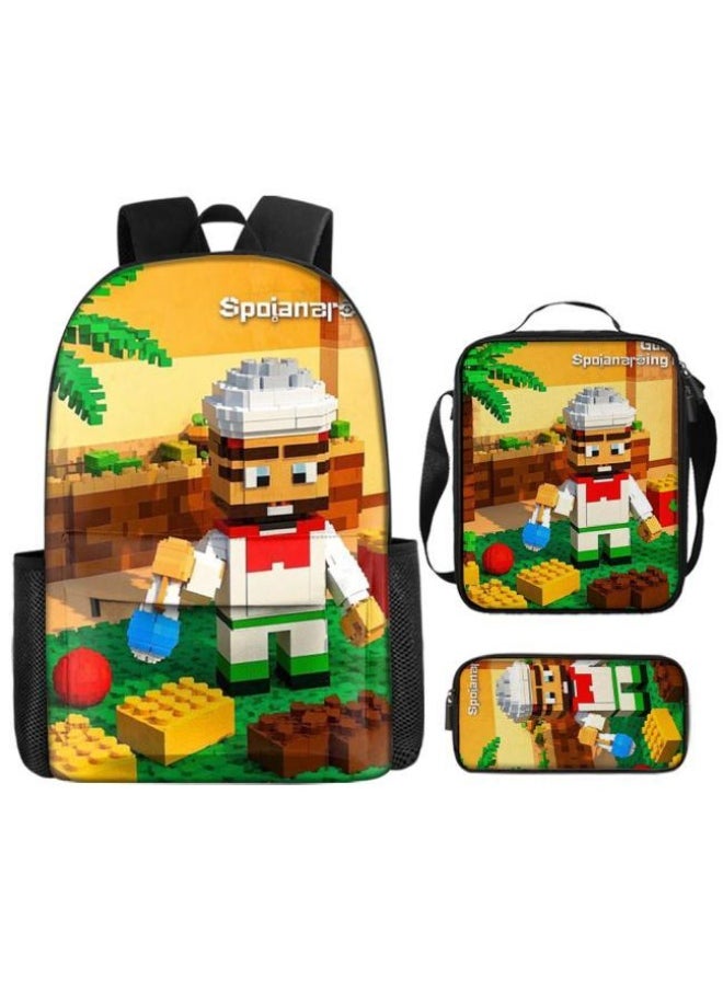 The latest universal cartoon new three-piece schoolbag (for students, teenagers, children)