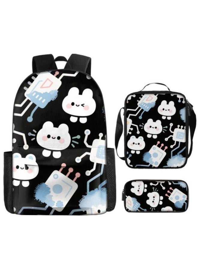 [Super new special offer] Cartoon theme bag three-piece set | double-shoulder + hand-held + storage pen bag | gift self-use good-looking - 1134