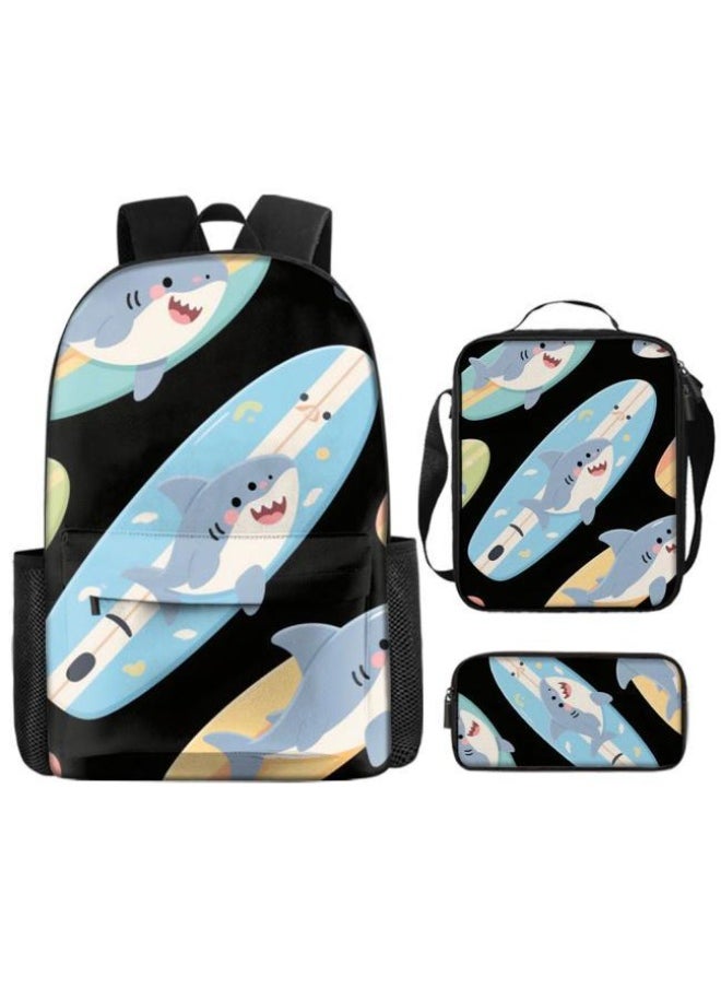 Cute cartoon print, three-piece practical bag combination (available for students, children, friends on outings, mountain climbing, etc.) - 812