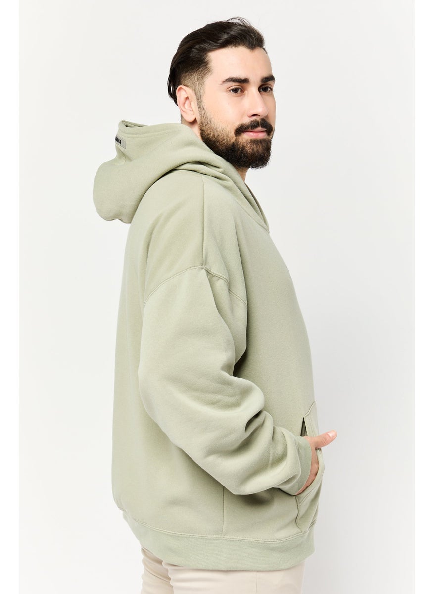Men Graphic Print Long Sleeve Hoodie, Sage