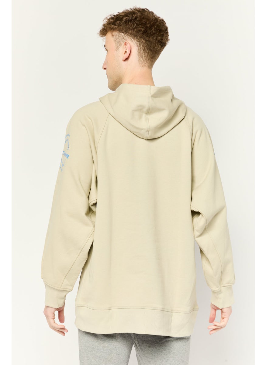 Men Sportswear Fit Long Sleeve Outdoor Hoodie, Beige