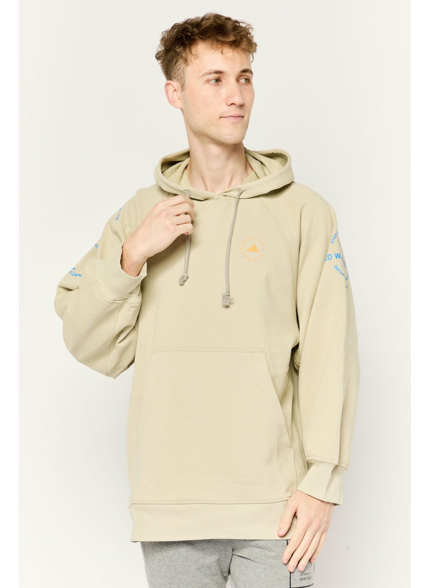 Men Sportswear Fit Long Sleeve Outdoor Hoodie, Beige