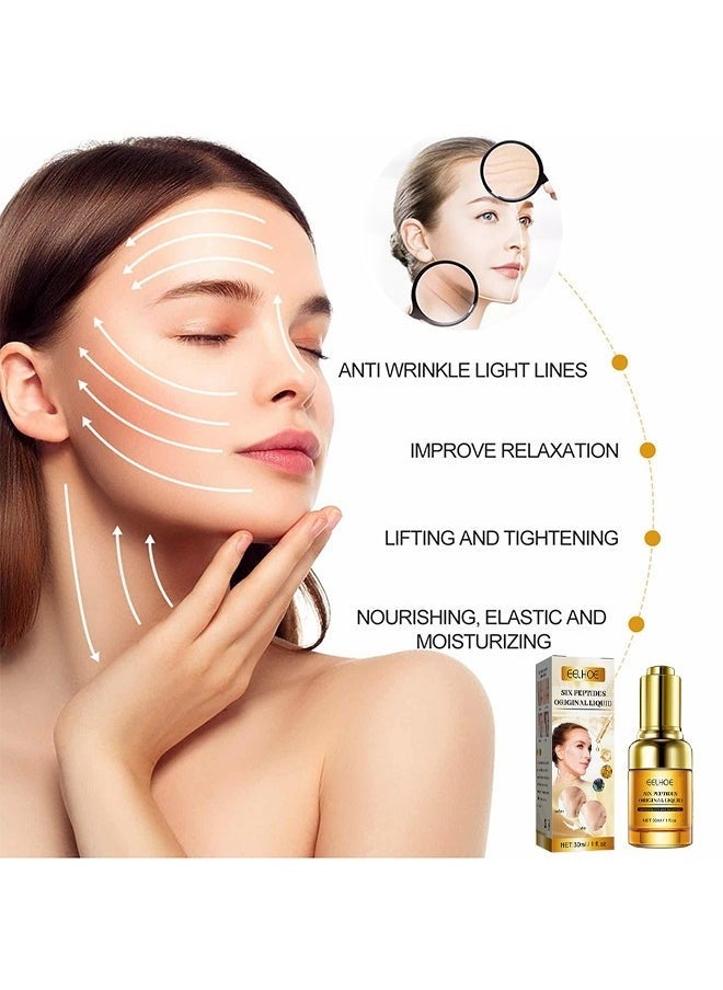 Six Peptides Original Liquid，Hexapeptide Facial Essence Anti-wrinkle Anti-aging Firming Moisturizing Serum Skin Care Pamper Your Skin Keep It Hydrated 30ml