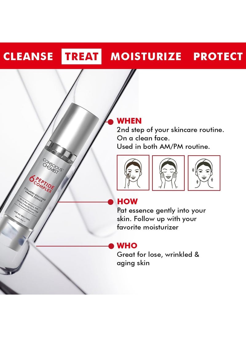 6 Peptide Serum for Face | 50ml | Complex Collagen Boosting Firming Essence for Face, Niacinamide & Hyaluronic Face Serum, Reduce Fine Lines, Wrinkles, Face Serum for Men & Women