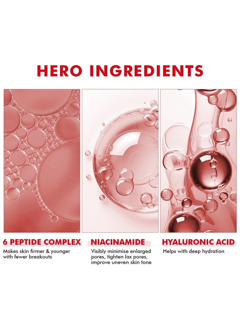 6 Peptide Serum for Face | 50ml | Complex Collagen Boosting Firming Essence for Face, Niacinamide & Hyaluronic Face Serum, Reduce Fine Lines, Wrinkles, Face Serum for Men & Women