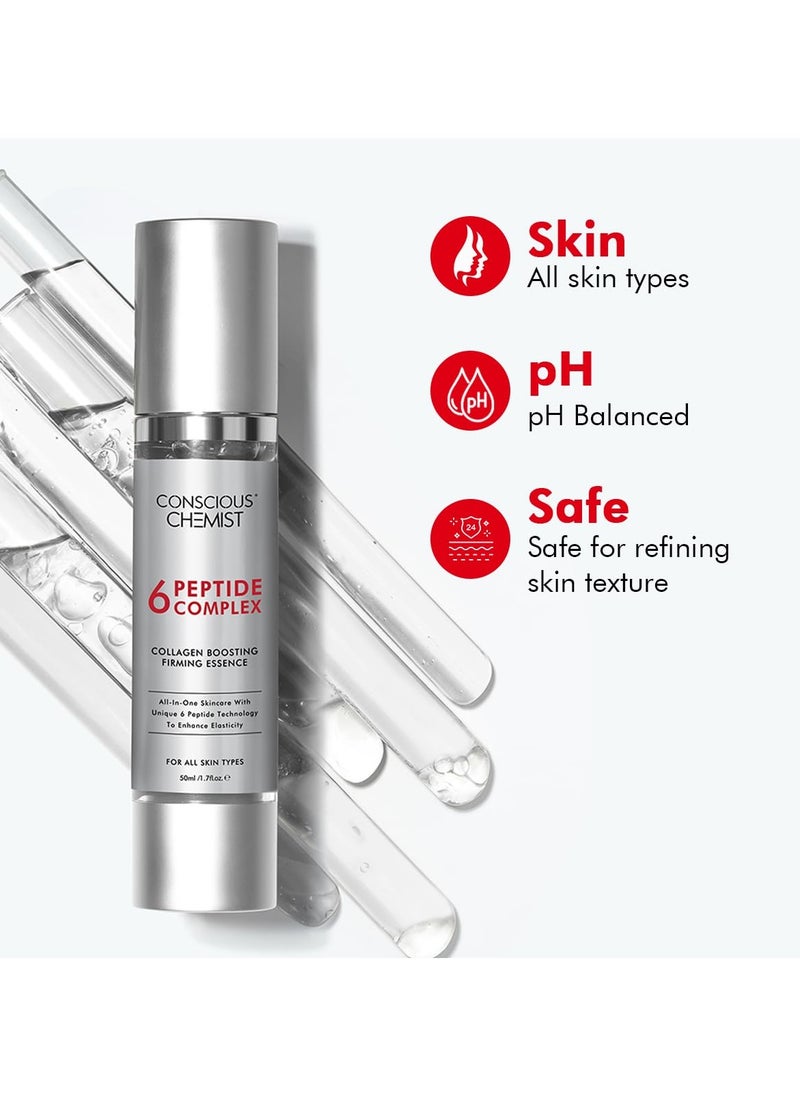 6 Peptide Serum for Face | 50ml | Complex Collagen Boosting Firming Essence for Face, Niacinamide & Hyaluronic Face Serum, Reduce Fine Lines, Wrinkles, Face Serum for Men & Women