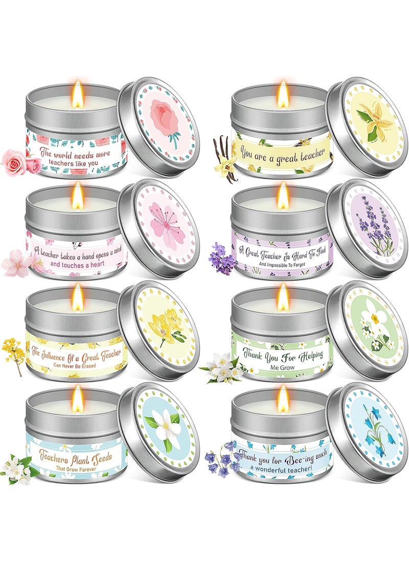 Zhengmy 8 Packs Teacher Appreciation Gifts Scented Candle Set Scented Aromatherapy Christmas Teacher Gifts, Teachers Day Gifts, Teacher Thank You Gifts, Back School Gift, 2.47 oz