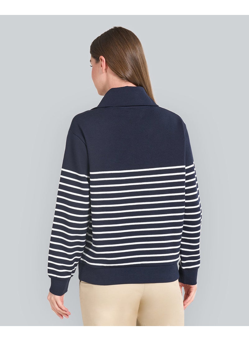 Ribbed Breton Half-Zip Sweatshirt