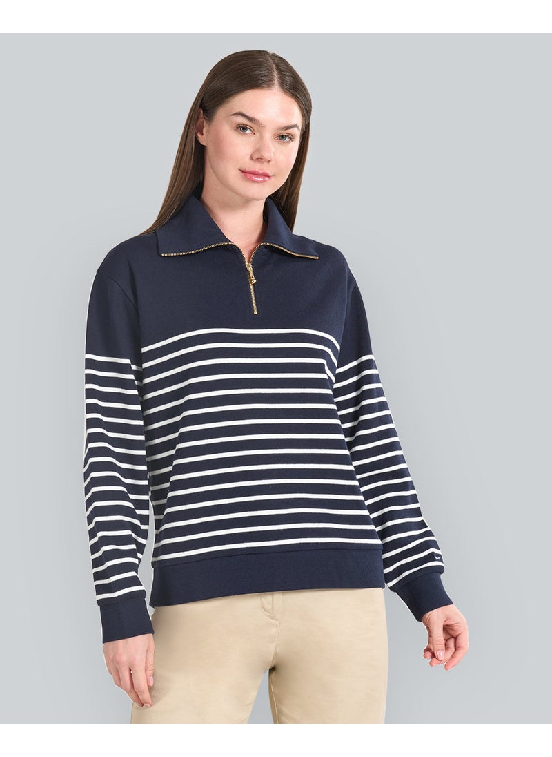 Ribbed Breton Half-Zip Sweatshirt