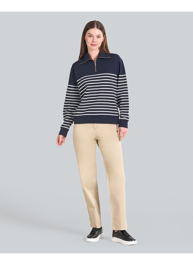 Ribbed Breton Half-Zip Sweatshirt