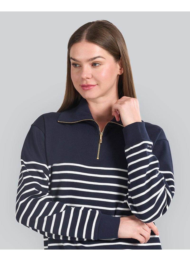 Ribbed Breton Half-Zip Sweatshirt